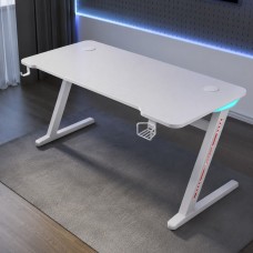 Геймърско бюро 120 см с RGB LED подсветка, карбонов плот, поставка за чаша и стойка за слушалки – Бяло Геймърско бюро 120 см с RGB LED подсветка, карбонов плот, поставка за чаша и стойка за слушалки – Бяло