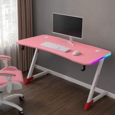 Розово геймърско бюро 120см с RGB LED осветление, Карбонов плот и Стоманена конструкция Розово геймърско бюро 120см с RGB LED осветление, Карбонов плот и Стоманена конструкция